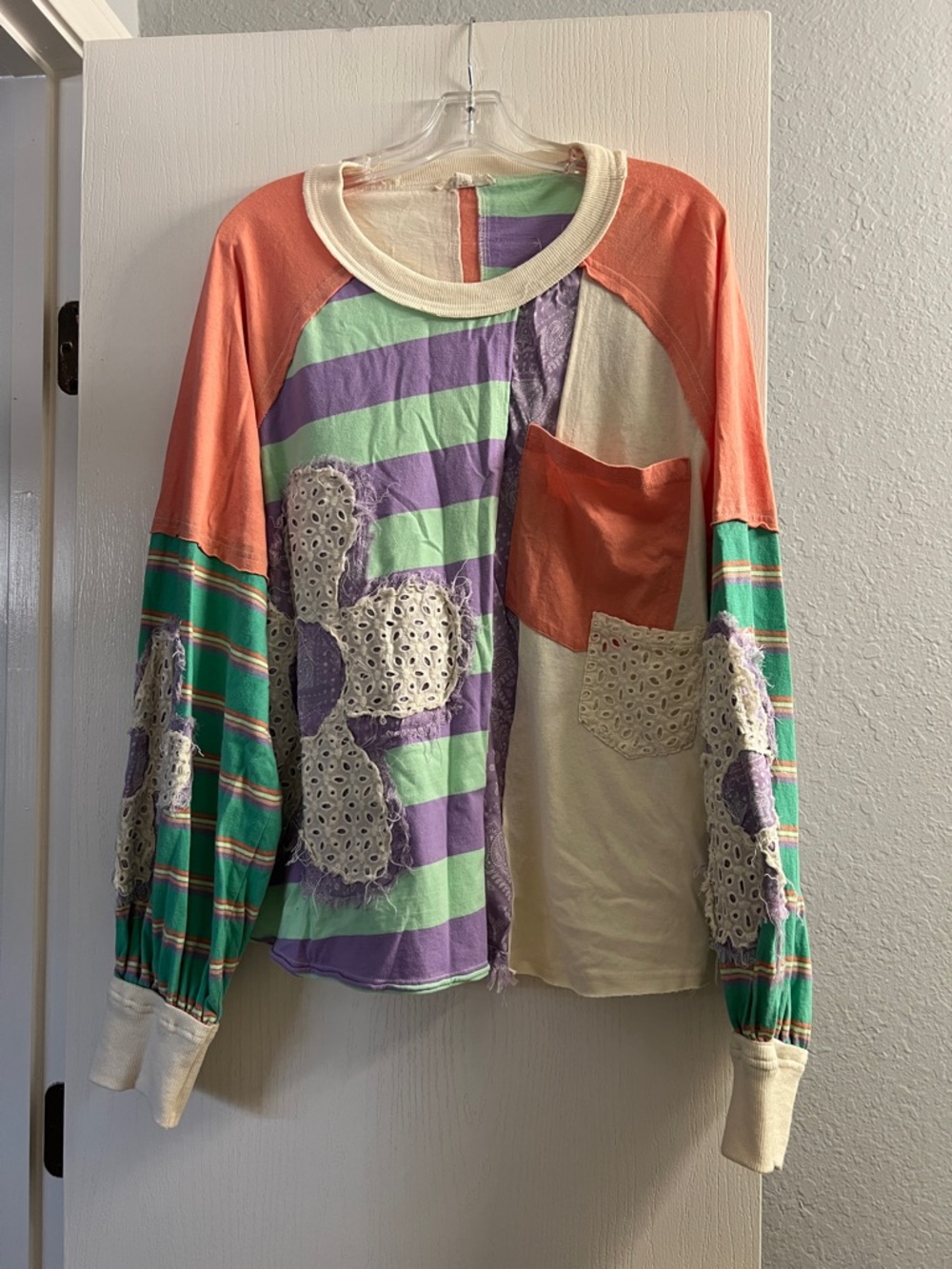 Oli & Hali Coral, Mint & Lavender Patchwork Top